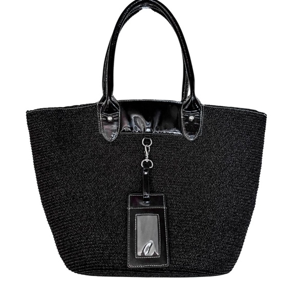 Handbags - Black Rattan Tote Bag